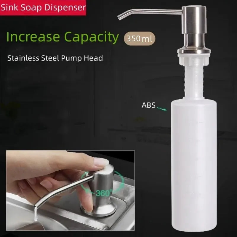 distributeur savon liquide mains blanc moderne fixation acier inoxydable tête pompe tube nettoyage cuisine