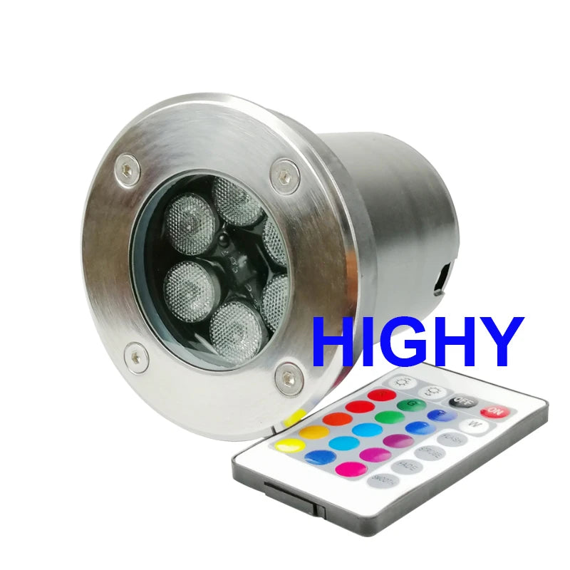 Spot LED argenté moderne télécommande éclairage extérieur IP67 12W 18W 9W