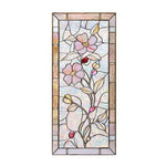 vitrail floral art nouveau opaques adhésif vert blanc bleu rose doré