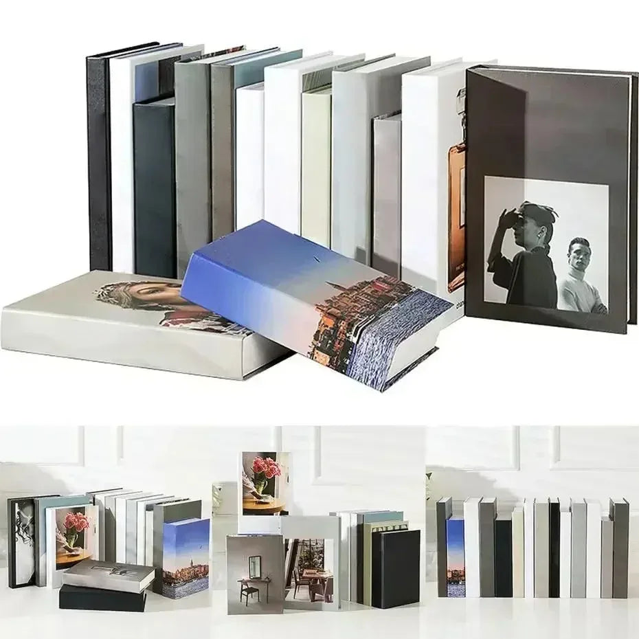 décorations modernes boîtes imitation livres couleurs neutres motifs géométriques portraits mode minimaliste