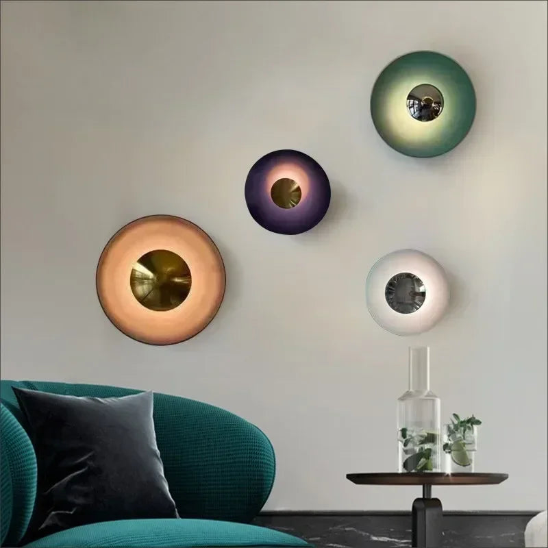 appliques murales modernes rose verte marron beige blanc violet fixation murale directe miroir centralOpaqueDisquesGranuleuxDesign