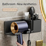 organisateur mural salle bain sèche cheveux brosse rasoir moderne minimaliste noir doré