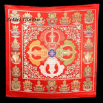 écharpe ethnique motifs floraux couleurs vives texture satinée traditionnelle 100x100cm