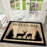 tapis d'entrée marron clair lettrage welcome antibactérie antidérapant moderne 30x50cm 40x60cm
