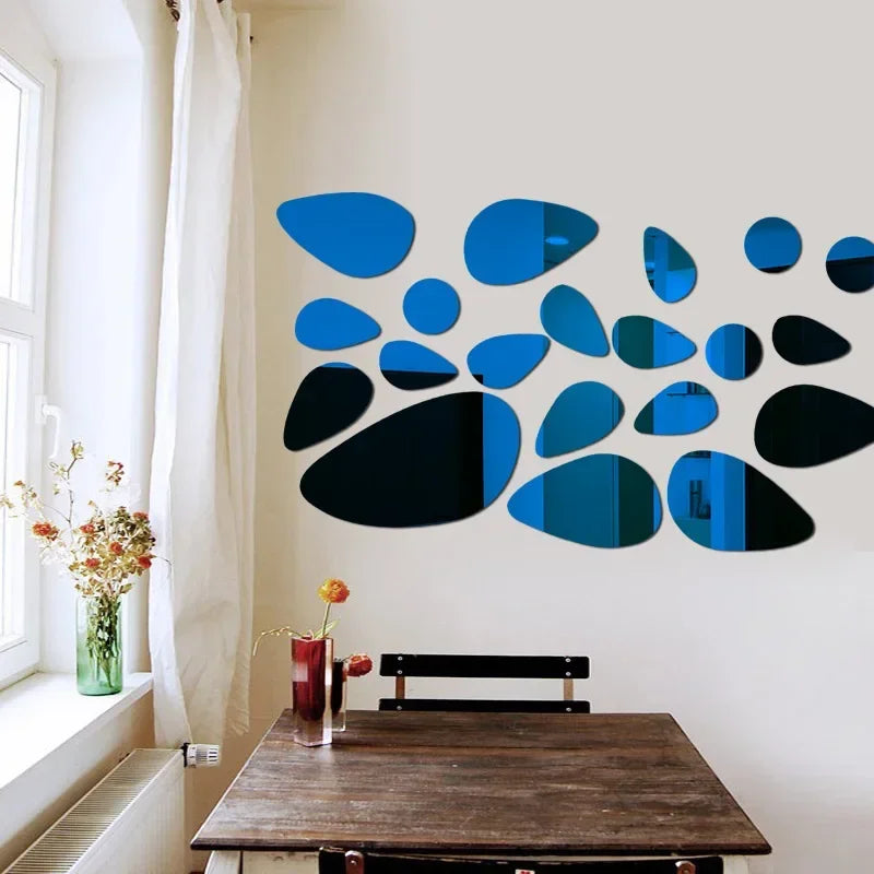 décoration murale moderne 20 pièces autocollants miroir formes ovales brillantes dorées maison