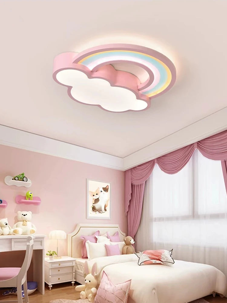 lampe nuages arc ciel enfants moderne rose bleu blanc