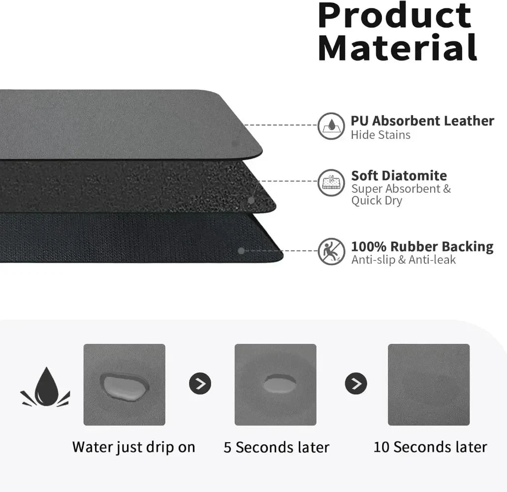 tapis cuisine moderne noir lignes dorées antidérapant absorbant respectueux environnement 30x40cm 30x50cm 30x60cm 30x80cm