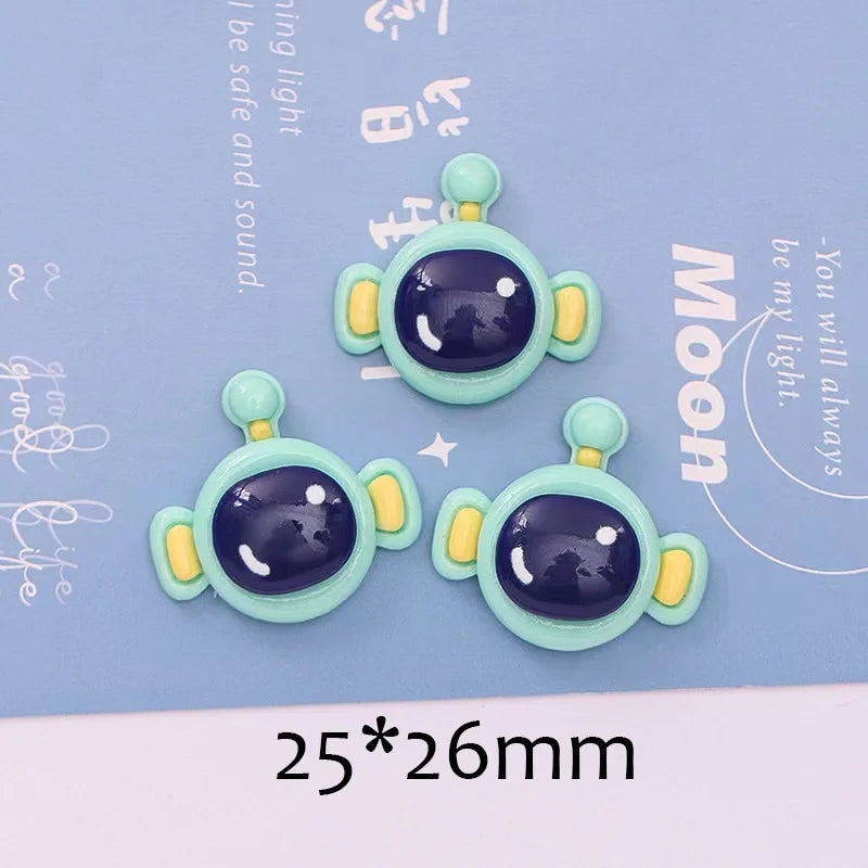 aimants décoratifs résine astronautes vaisseaux spatiaux cartoon vert rose bleu jaune blanc