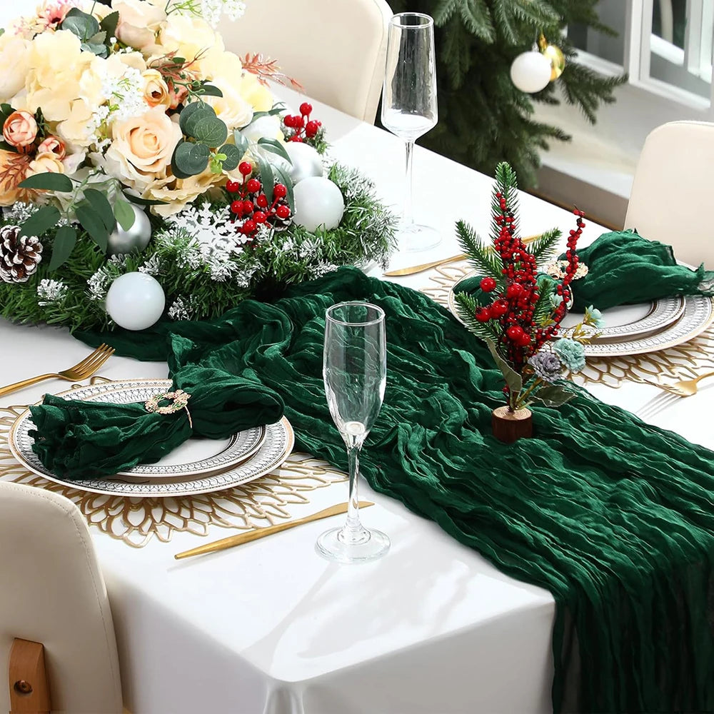 serviettes table crêpe vert foncé plissées adhésives festives mariage fêtes