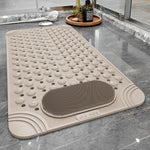 tapis bain antidérapant perforé motifs circulaires beige gris vert moderne