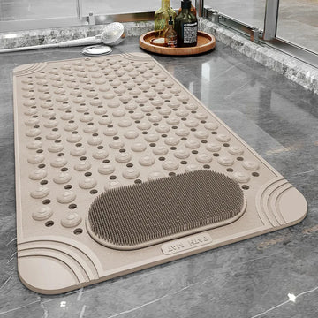 tapis bain antidérapant perforé motifs circulaires beige gris vert moderne
