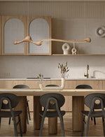 suspension lumineuse bois naturel marron foncé moderne télécommande adjustable salon chambre