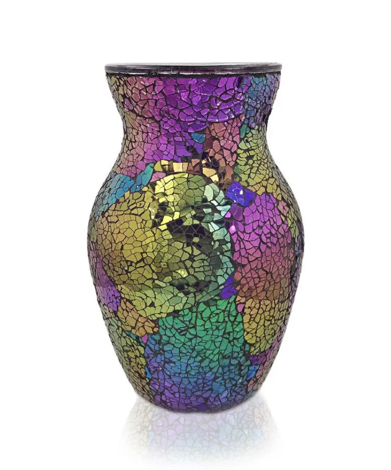 vase décoration intérieure moderne mosaïque multicolore doré argenté table chambre entree