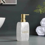 ensemble salle bain blanc or marbre moderne brosse dents savon pompe plateau rangement