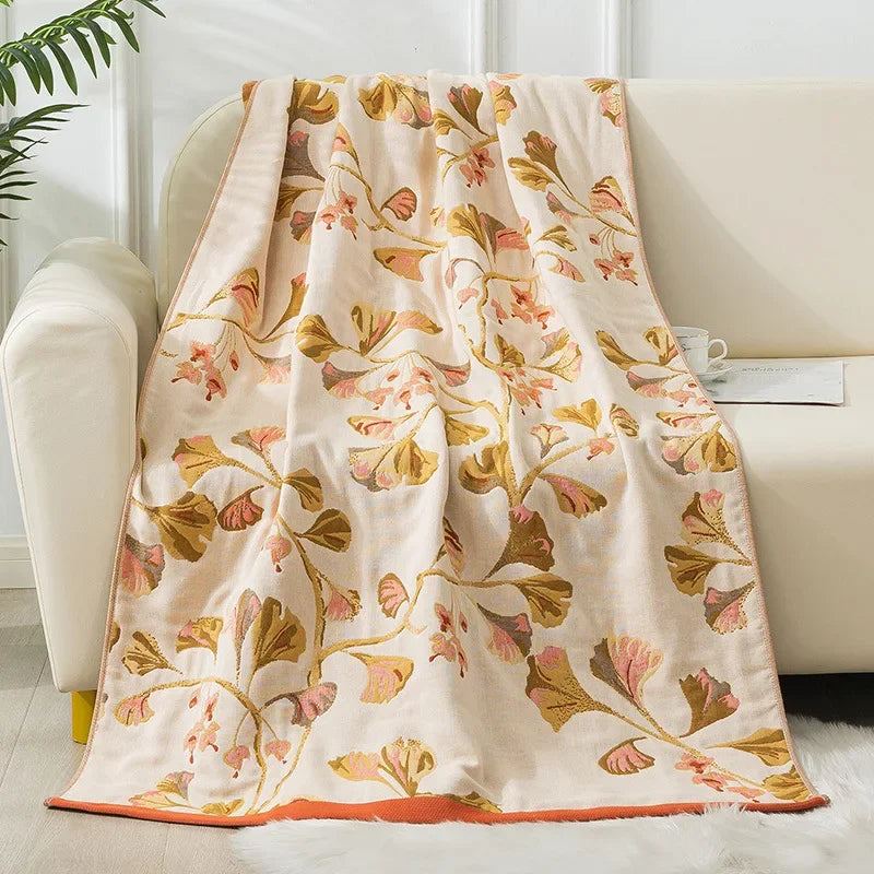 couverture bain coton fleur bleue jaune rapide absorbante machine ethnique traditionnelle