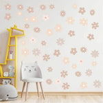 stickers muraux fleurs modernes minimalistes adhésifs rose clair beige vert violet blanc