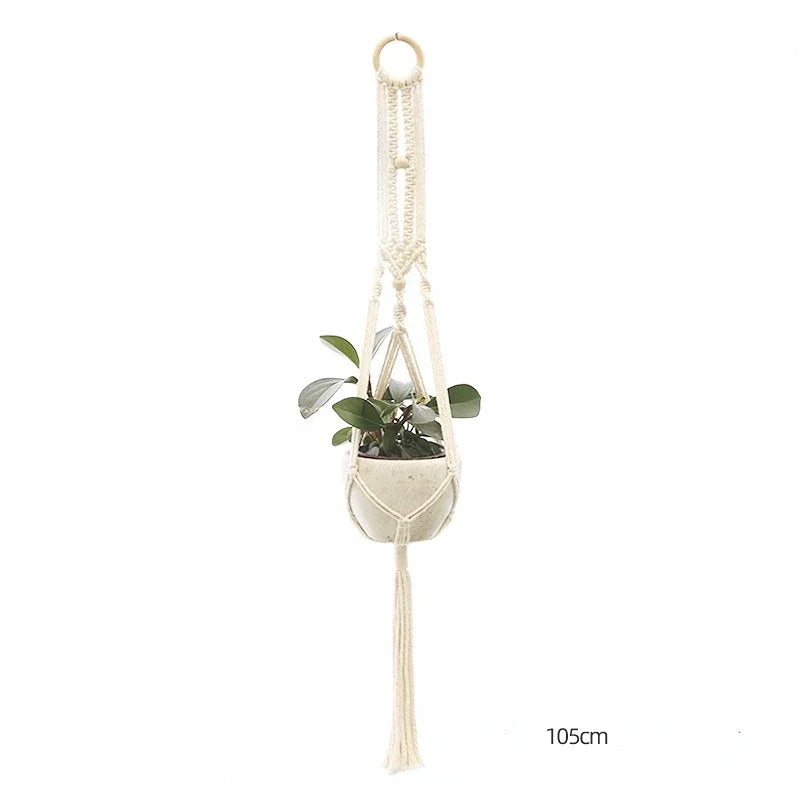 support plante suspendue macramé blanc cassé boho pot fleurs décoration balcon intérieur jardin