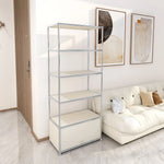 étagère moderne métal blanc gris étagères coulissantes porte rangement salon minimaliste 131cm haute capacité