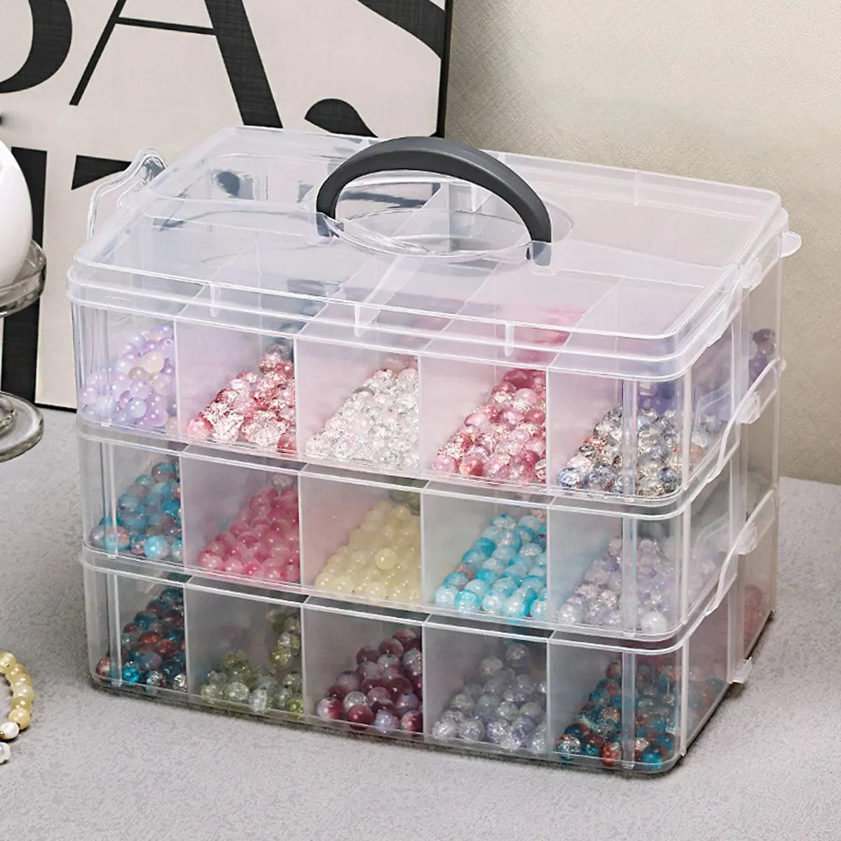 boîte rangement transparente artisanales boîte plastique réutilisable moderne organisateur bijoux rectangle plastique lisse poignée