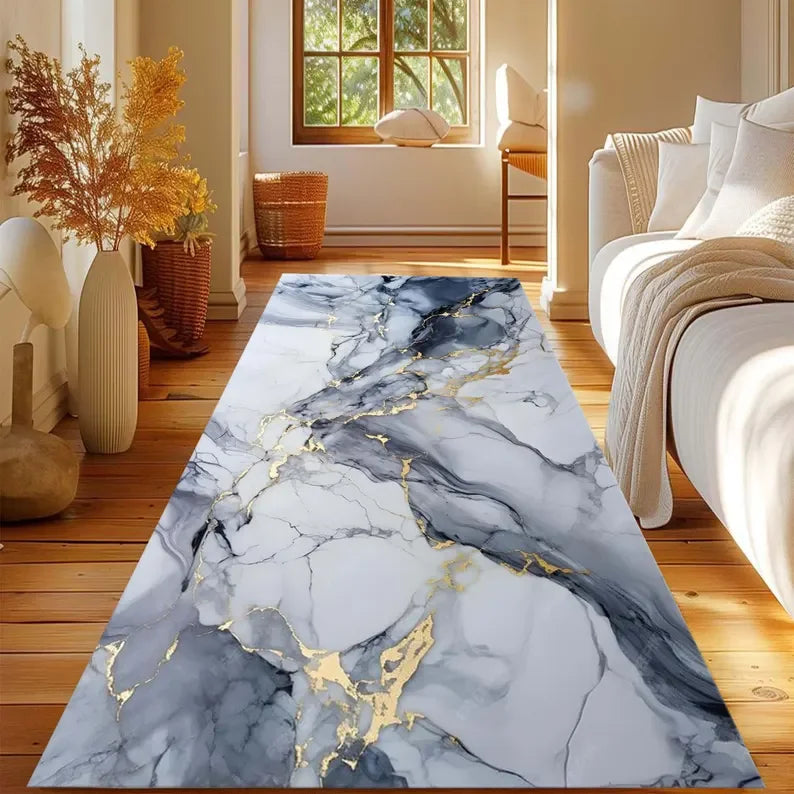 tapis marbré doré élégant salon moderne ornemental polypropylene blanc noir decoration maison chambreextérieur