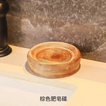 ensemble salle bain moderne tissage texture plateau savon brosse dents gobelet distributeur liquide beige