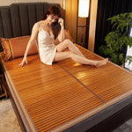 tapis sol marron clair rayures horizontales traditionnel chambre coucher maison