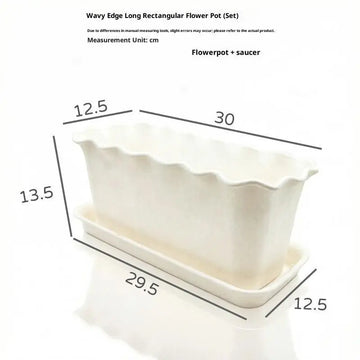 jardinière rectangulaire ondulée pots fleurs blanc crème sous jardinier intégré moderne minimaliste uv resistant