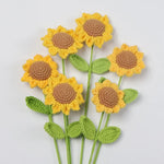 bouquet fleurs artificielles tricotées jaune vert maison décoration intérieure saint valentin anniversaire mariage