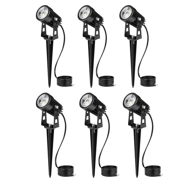 projecteurs paysagers led 12v ip65 moderne noirs piquets cables 1m