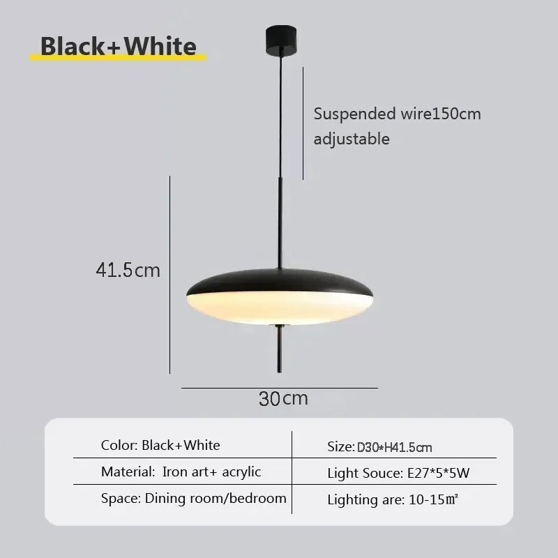 suspension led moderne acrylique blanc pendentif opaque chambre salon e27 90 260v