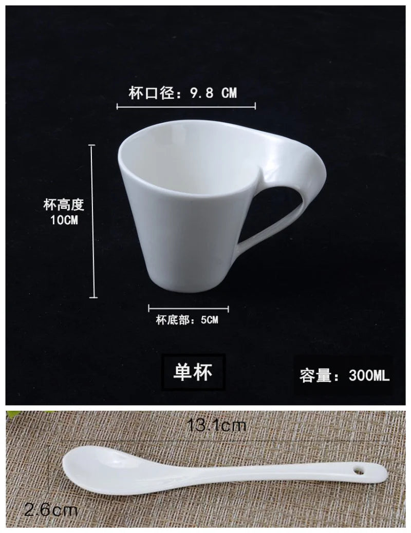 tasse blanc porcelaine moderne respectueux environnement 130ml 200ml 300ml 90ml cuillère dorée gâteau