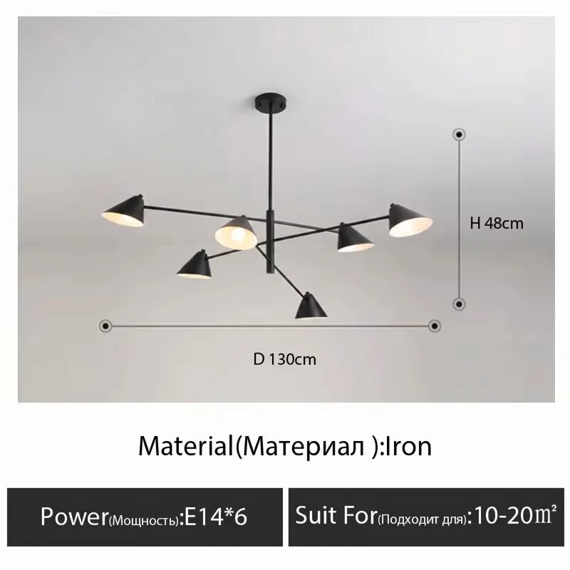 Suspension lumineuse moderne conique noir doré sources lumineuses chambre salon
