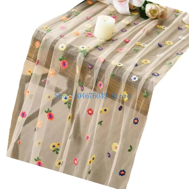 nappe décorative fleurs brodées blanc floral table manger transparent coton polyester machine