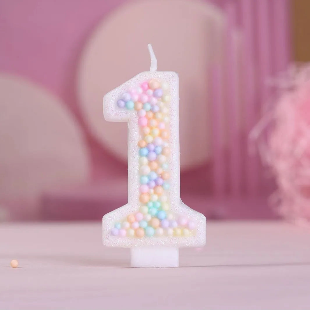 bougies chiffres anniversaire blanc pastel brillantes décoration festive box rangement