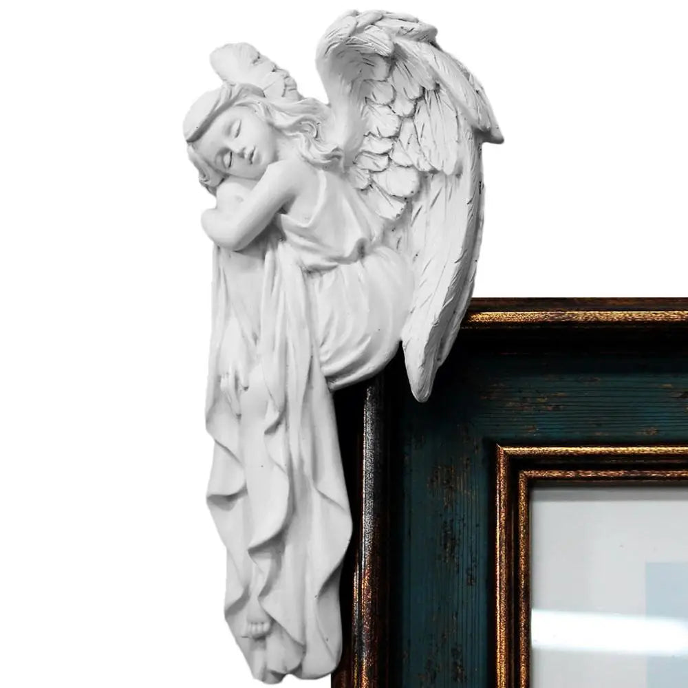 statue ange blanc plumes classique décoration murale aile robe ondulée fixation invisible chambre salon