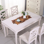 nappe décorative automnale feuilles érable brodées rustique couleurs marron orange rouge doré semi transparent