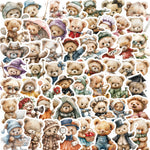 stickers ours dessin animé waterproof beige marron bleu vert rouge noir blanc illustrations enfants
