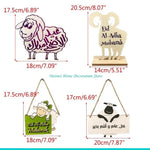 plaque decorative motif mouton eid al adha mubarak geometrique verte blanche beige corde İslam