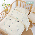 ensemble literie bébé drap plat couette oreiller motifs dessins animés couleur beige panda animaux