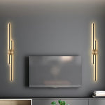 applique murale moderne minimaliste noir doré barres verticales éclairage chambre étude entrée led fixée