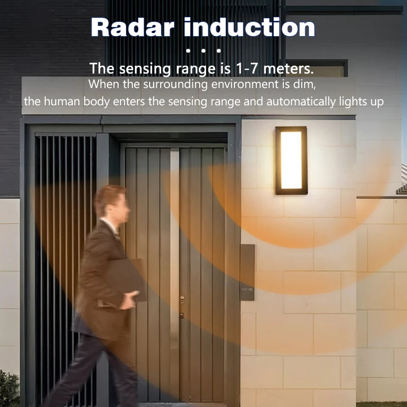 lampe murale moderne sensor motion led noir blanc 85265v ip65 étanche