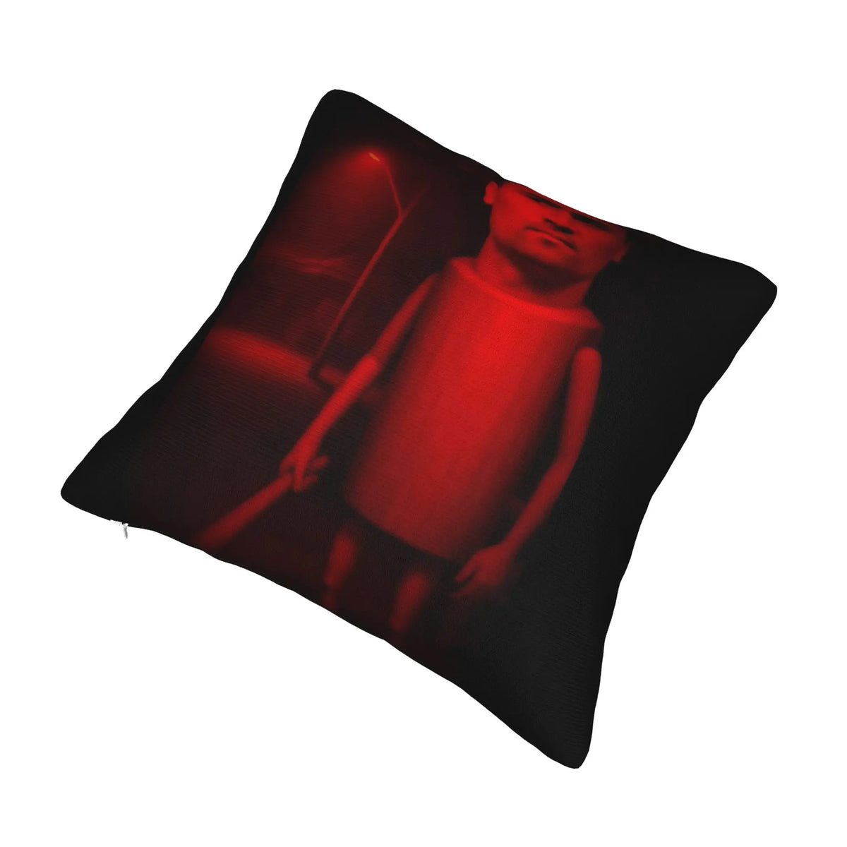 housse coussin décorative noire robot rouge moderne canapé salon tissu polyester carré