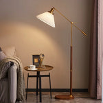 lampe sol moderne or bois ampoule e27 plissée base circulaire hauteur 125cm