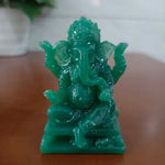 statue ganesha vert résine artisanale bouddhiste éléphant décor maison fengshui porte bonheur bronzé sculpté