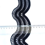ruban dentelle noir motif ondulé 5cm large tissu polyester classique couture 2mètres écologique soluble