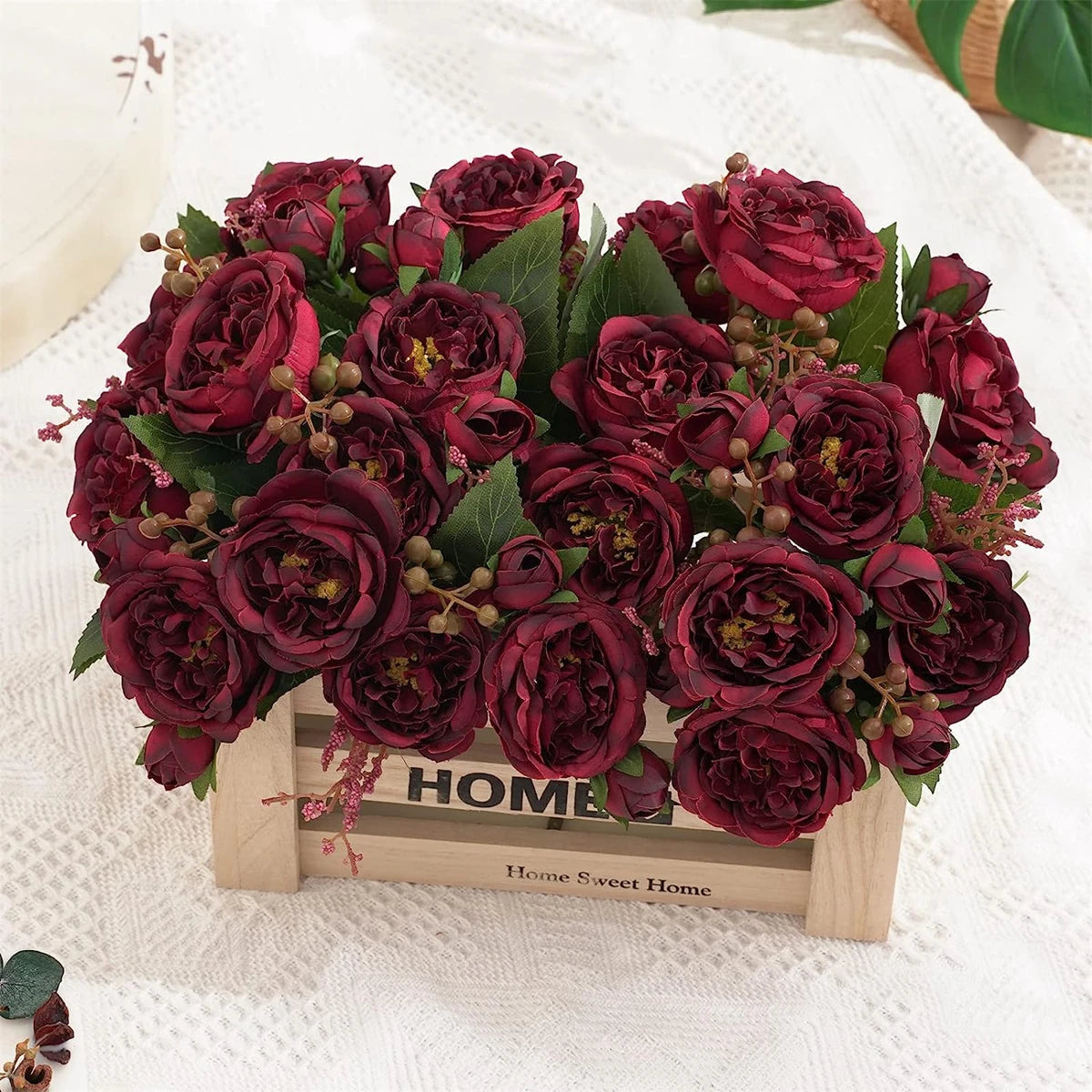 bouquet fleurs artificielles soie roses pivoines decoration mariage anniversaire intérieur blanc rouge violet orange