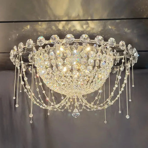 lustre cristal argenté classique baroque salon chambre salle manger maison luxe