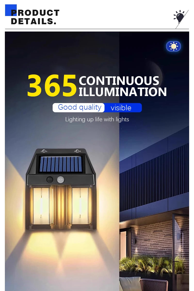 lampe solaire murale détecteur mouvement ip65 moderne panneau solaire led noir