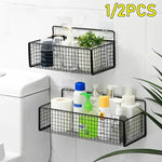 panier mural noir maille métallique moderne rangement salle bain accessoires organisation cuisine maquillage produits