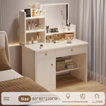 maquillage blanc moderne tabouret miroir led boites rangement texture bois